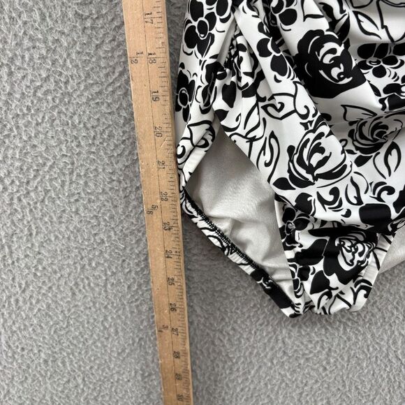 Maxine of Hollywood Floral One-Piece Swimsuit Size 8 Blue Black White Retro - Picture 5 of 12